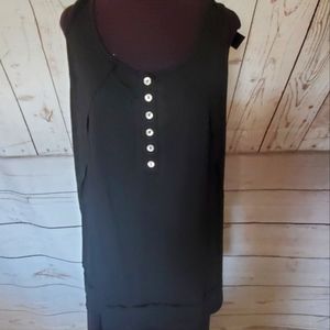 Kara and Kate black tunic length henley look tank top size XL